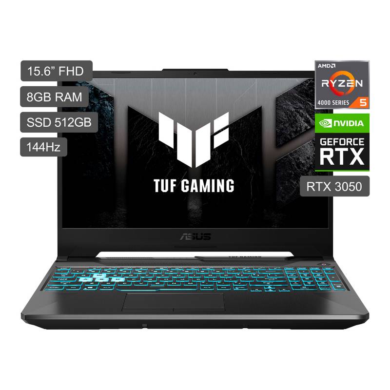 ASUS - Laptop Gamer ASUS TUF AMD Ryzen 5 Serie 4000 8GB 512 GB 15.6'' RTX 3050