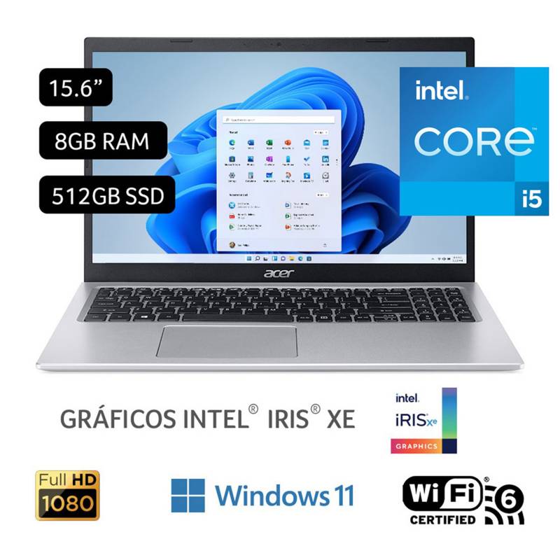 ACER - Laptop Acer Intel Core i5 8GB 512 GB SSD Aspire 5 11° Gen 15.6''