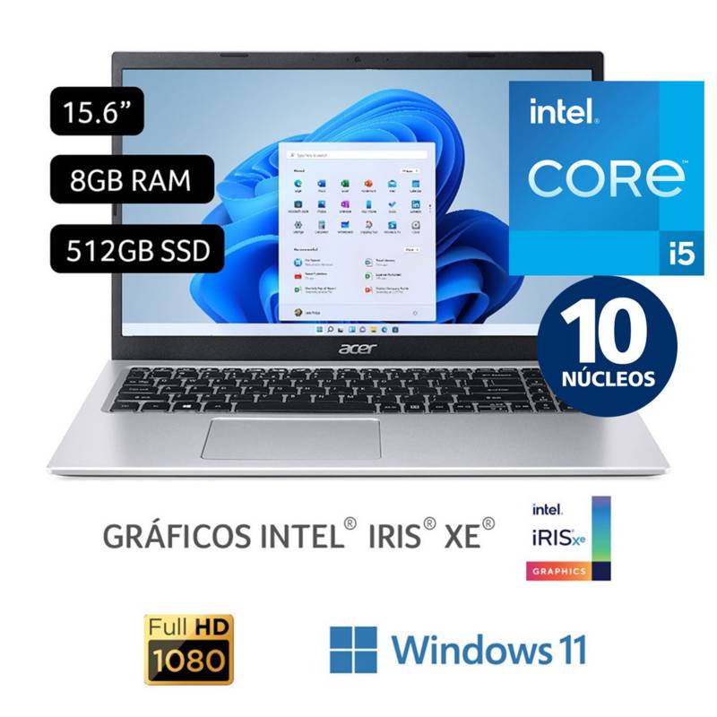 ACER - Laptop Acer Intel Core i5 8GB 512 GB SSD Aspire 3 12° Gen 15.6''