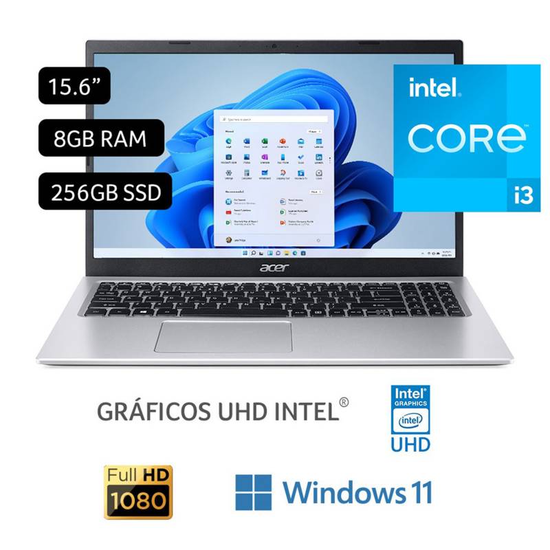 ACER - Laptop Acer Intel Core i3 8GB 256 GB SSD Aspire 3 11° Gen 15.6''