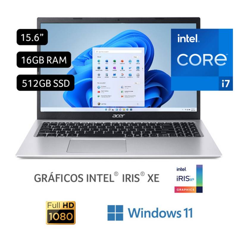 ACER - Laptop Acer Intel Core I7 16gb 512 Gb Ssd Aspire 3 11° Gen 15.6''
