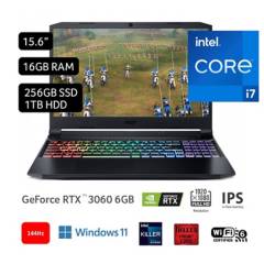 ACER - Laptop Gamer ACER Nitro Intel Core i7 11° Gen 16GB RAM 1TB HDD + 256 SSD 15.6'' RTX 3060 6GB