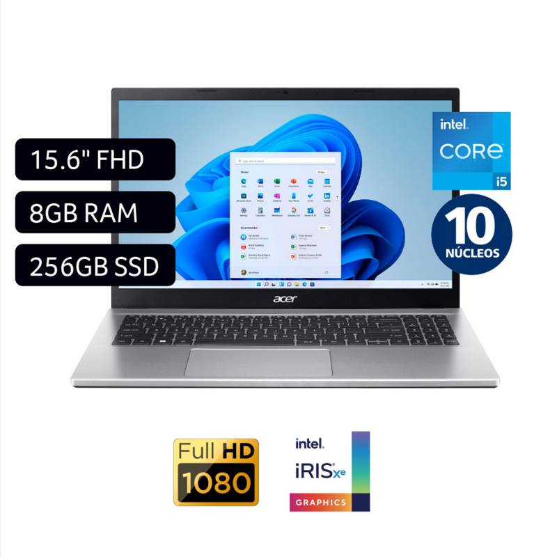 ACER - Laptop Acer Intel Core i5 8GB 256GB SSD Aspire 3 12° Gen 15.6''