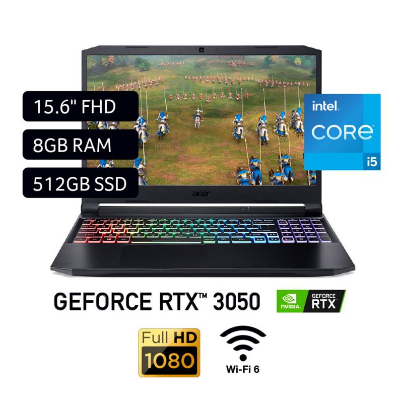 ACER - Gamer Acer Intel Core I5 Rtx 3050 4gb 8gb 512 Gb Ssd Nitro 11° Gen 15.6''