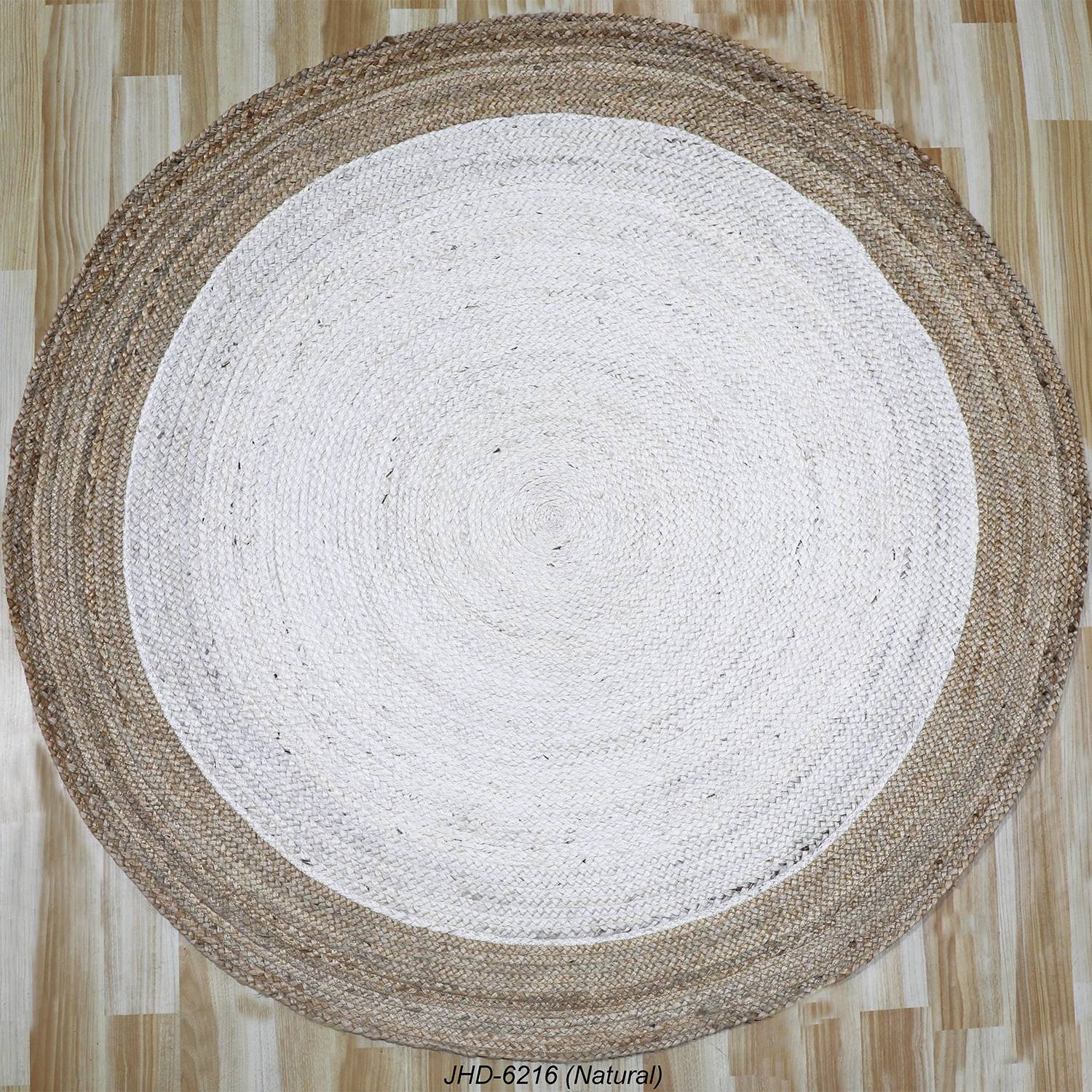  The Rug Cafe - Alfombra redonda de yute para decoración del  hogar, alfombra de área de yute natural tejida a mano, hilo natural (alfombra  redonda de 7 x 7 pies) 