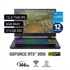 Gamer Acer Intel Core i5 RTX3050 8GB 512GB SSD Nitro 5 12° Gen 15.6"