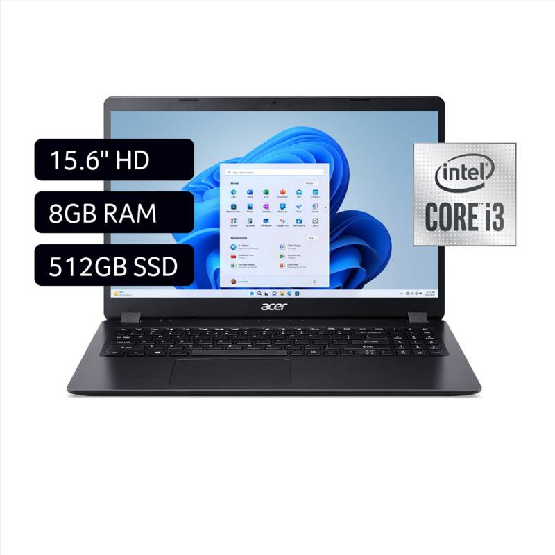 ACER - Laptop Acer Intel Core i3 8GB 512 GB SSD Aspire 3 10° Gen 15.6''