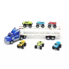 KIDS N PLAY - Camión Transportador 6 Vehiculos Color Azul