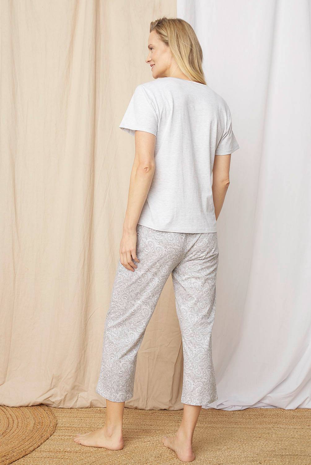 Pijama Mujer Vela White Camisa Con Short - Algodón Gris