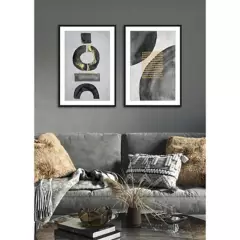 BASEMENT HOME - Set2 Cuadros Abstract Negro 50x70x3cm