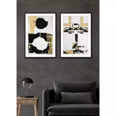 BASEMENT HOME - Set2 Cuadros Abstract Gold 50x70x3cm