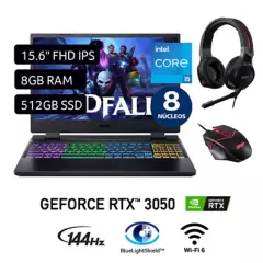 ACER - Gamer Acer Intel Core i5 RTX3050 8GB 512GB SSD Nitro 5 12° Gen 15.6" + Mouse + Headset