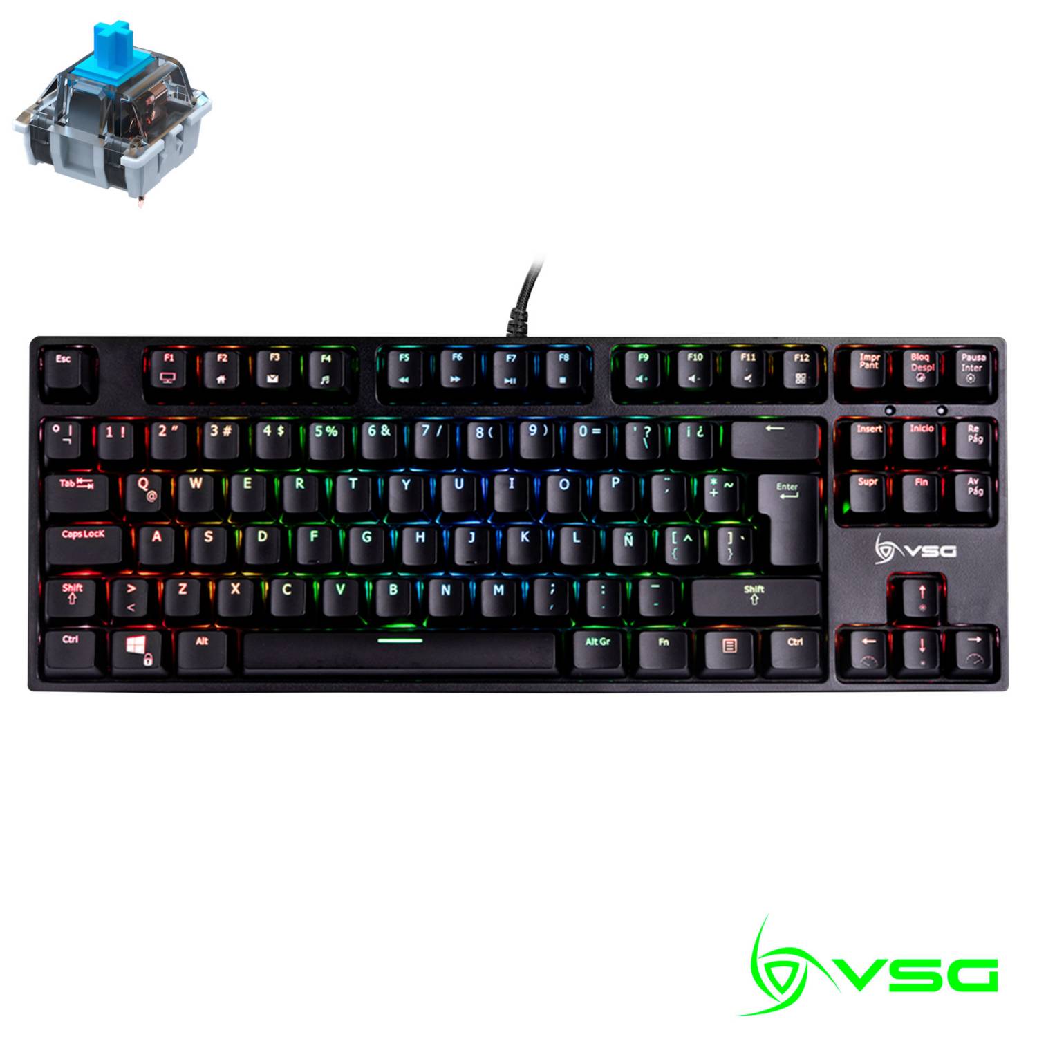 Teclado Mecánico Gamer VSG Quasar Negro TKL Switch Rojo Rac Store VSG