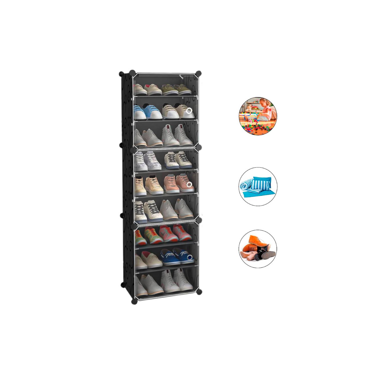 Zapatera Mueble para Zapatos Organizador con Varios Compartimientos Color  Negro Practiksa Armable