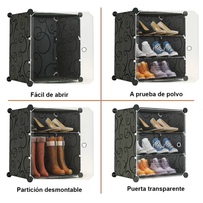 Zapatera Closet Organizador Zapatos 9 Niveles Hasta 27 Pares Negro ESQUIMAL