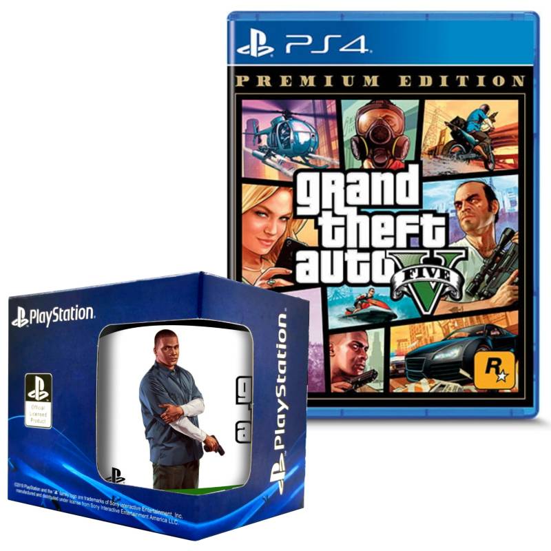 SONY - Grand theft auto V Premium Edition PlayStation 4 GTA V (euro) +taza