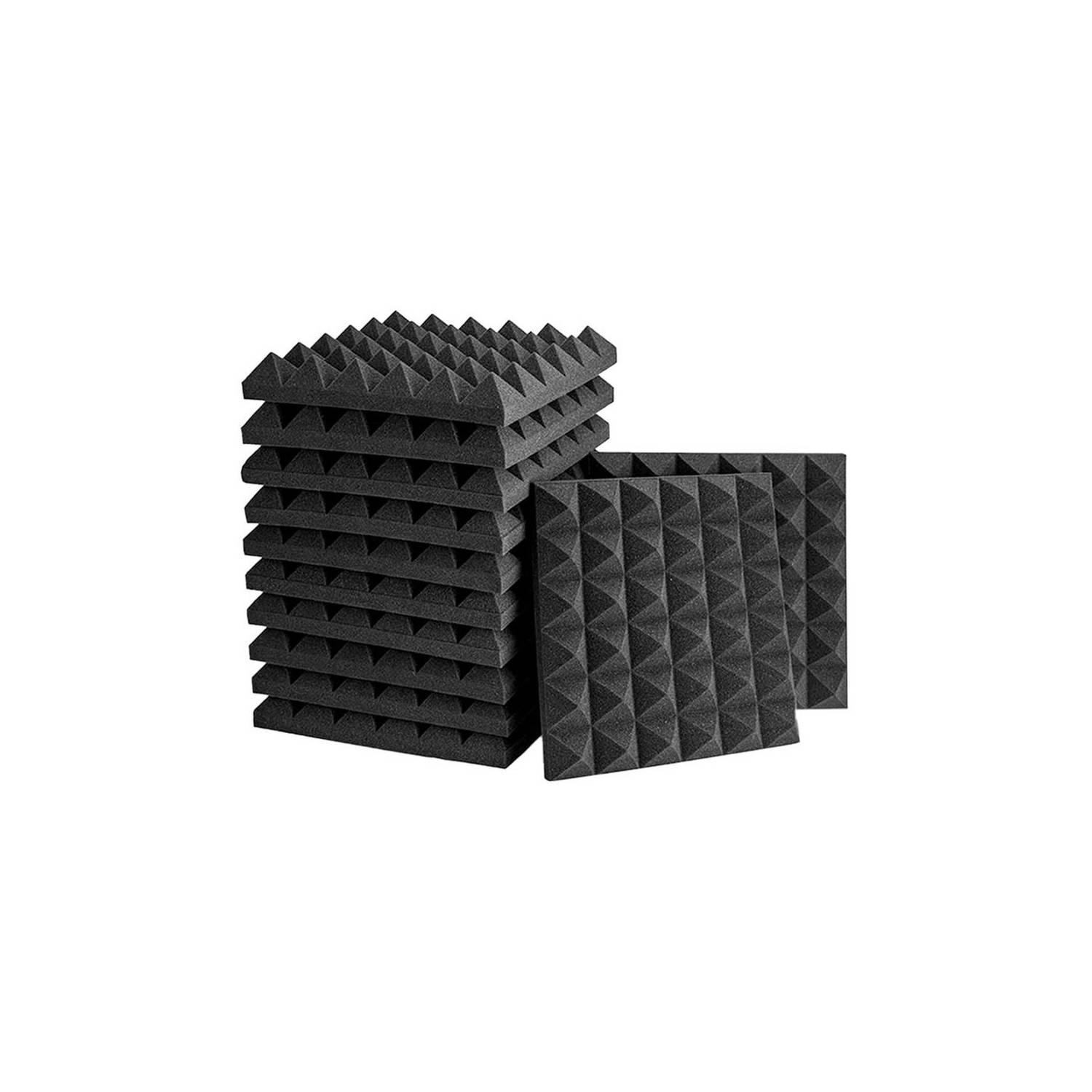 12 piezas Panel Acústico 3D Espuma Acústica Profesional ms01 - Negro  GENERICO