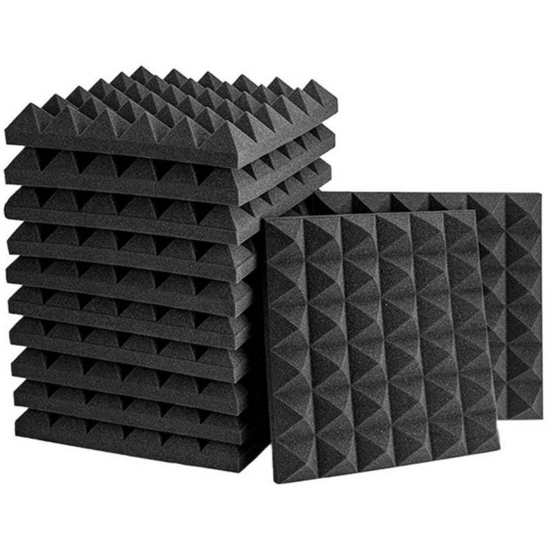 GENERICO - 12 piezas Panel Acústico 3D Espuma Acústica Profesional ms01 - Negro