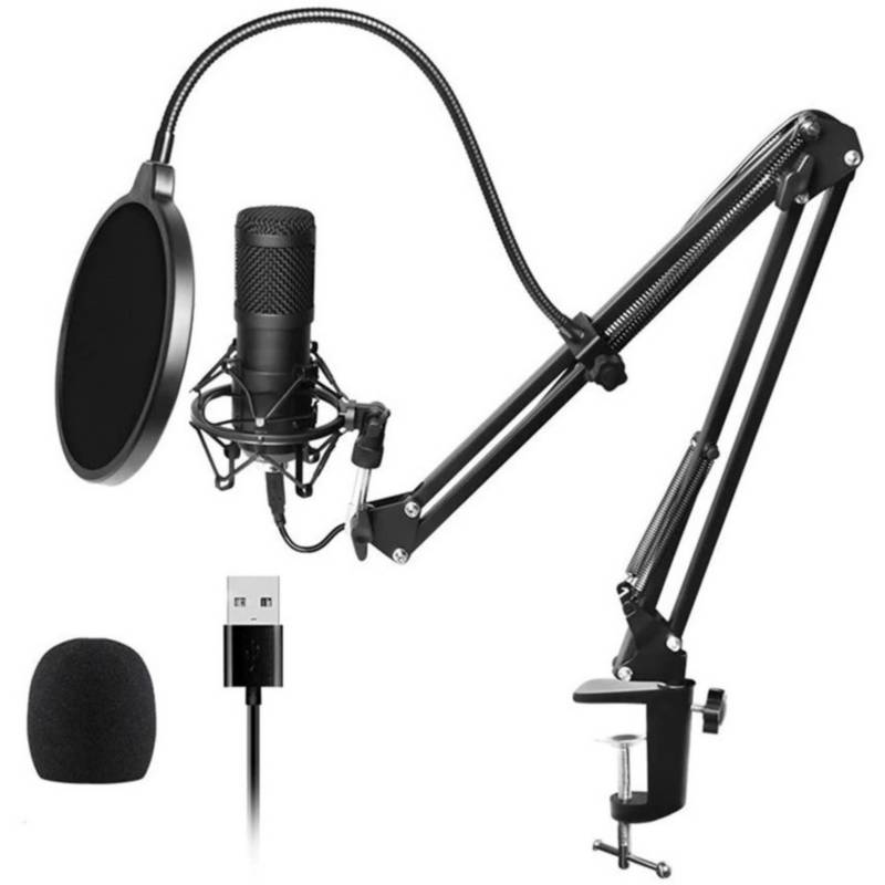 Micrófono condensador usb con brazo soporte anti pop bm800u GENERICO