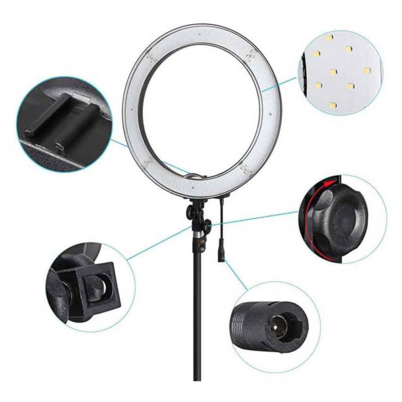 Anillo de luz para selfie con trípode, luz LED de 19 pulgadas en forma de  corazón, luz de anillo giratorio de 360° atenuación continua con puerto de