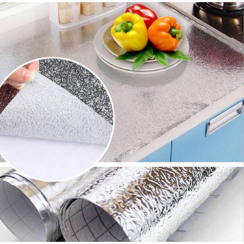 Papel Aluminio Adhesivo 40cmx2m Tapiz Antigrasa para Cocina