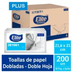 ELITE - Papel Toalla Interfoliado Plus 2H Blanco 200 Und 18 Pqts