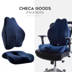 CHECAGOODS - Pack Boss Cojín Antihemorroides y Espaldar Ergonómico Checa Goods Azul