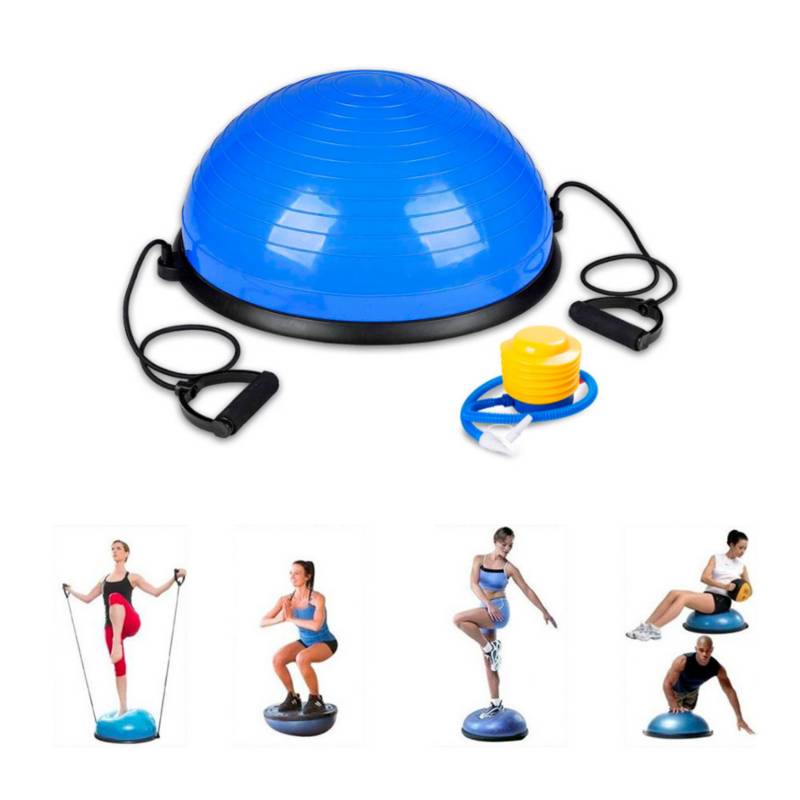 Pelota Azul Bosu Ball Fitness + Ligas + Inflador