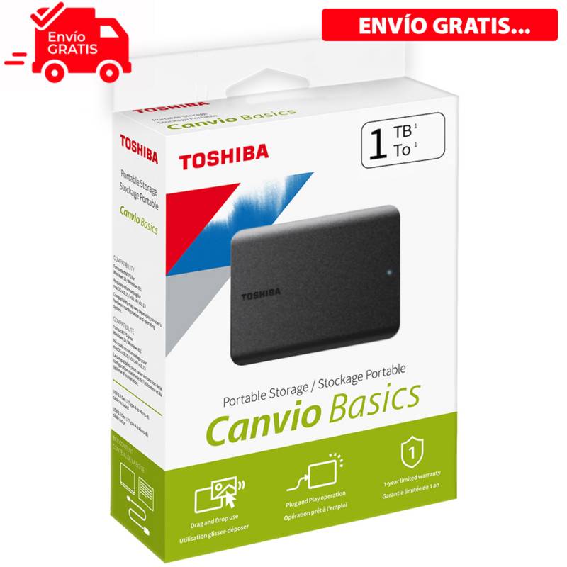 TOSHIBA - DISCO EXTERNO 1 TB TOSHIBA CANVIO BASICS  USB 3.0