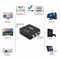 GENERICO - Adaptador rca a hdmi conversor convertidor cable video 720 1080 p