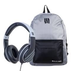 BLACKSHEEP - Pack escolar gris audífonos over ear + mochila