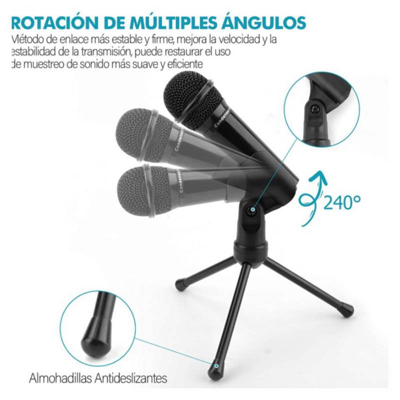 Microfono para pc con pedestal home office adaptador celular opcional  GENERICO 