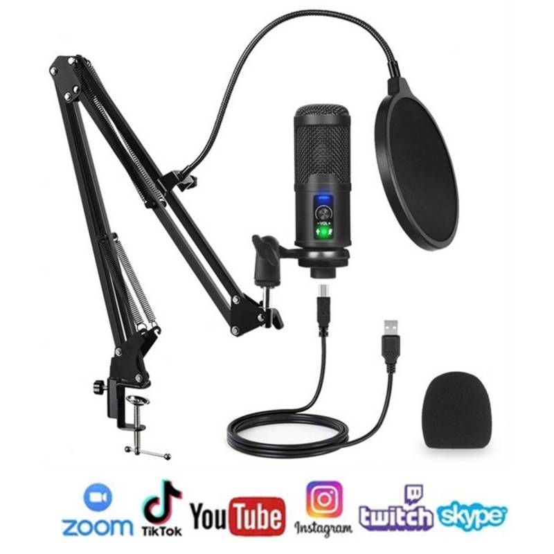 Micrófono Para PC USB Condensador Profesional Para Stream y Podcast SEISA
