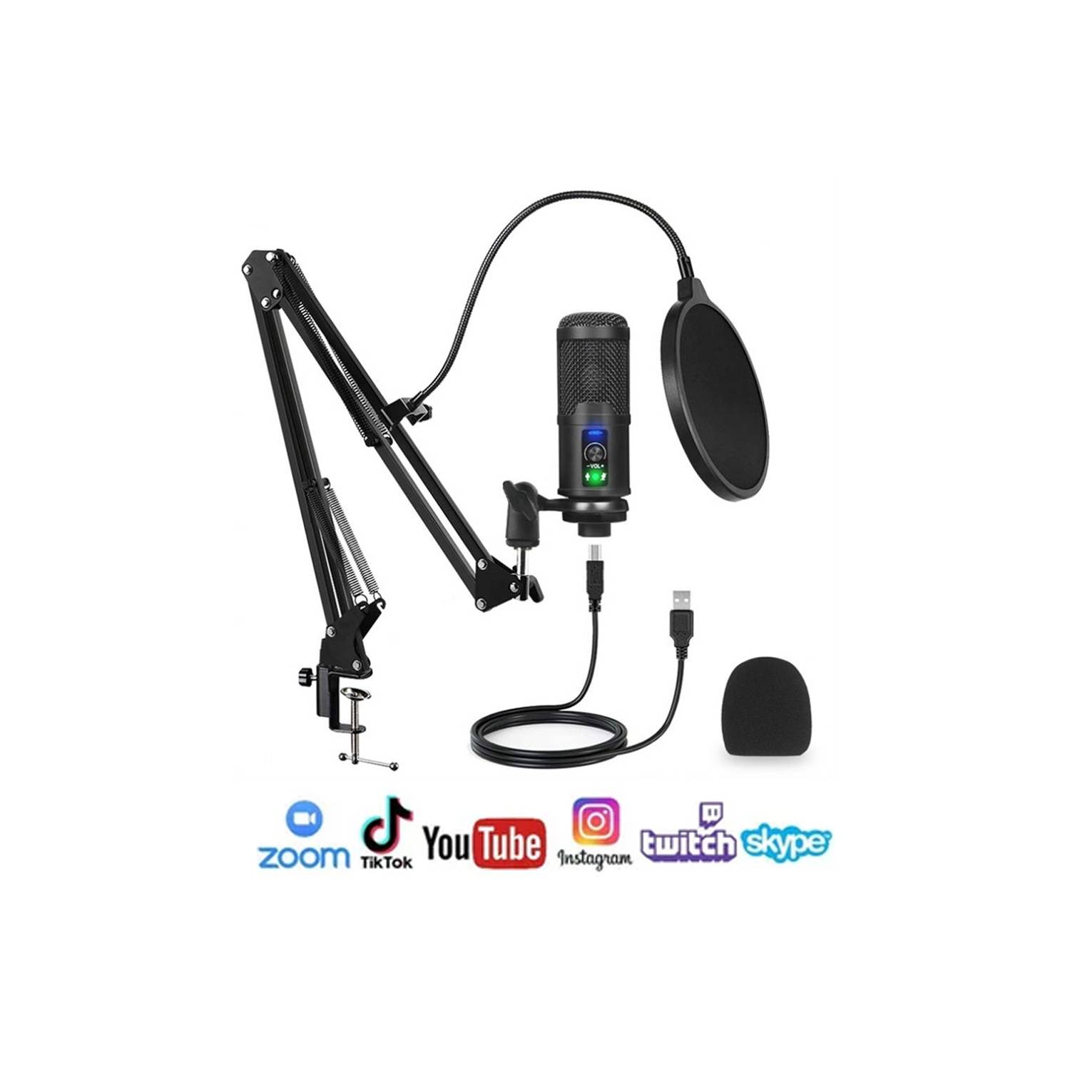 Podcasting Youtube Filtro Pop para Twitch Streaming ARCHEER Micrófono USB PC Micrófono de Condensador para Ordenador Profesional 192KHz/24bit cardioide Micrófono con Soporte de micrófono Skype 