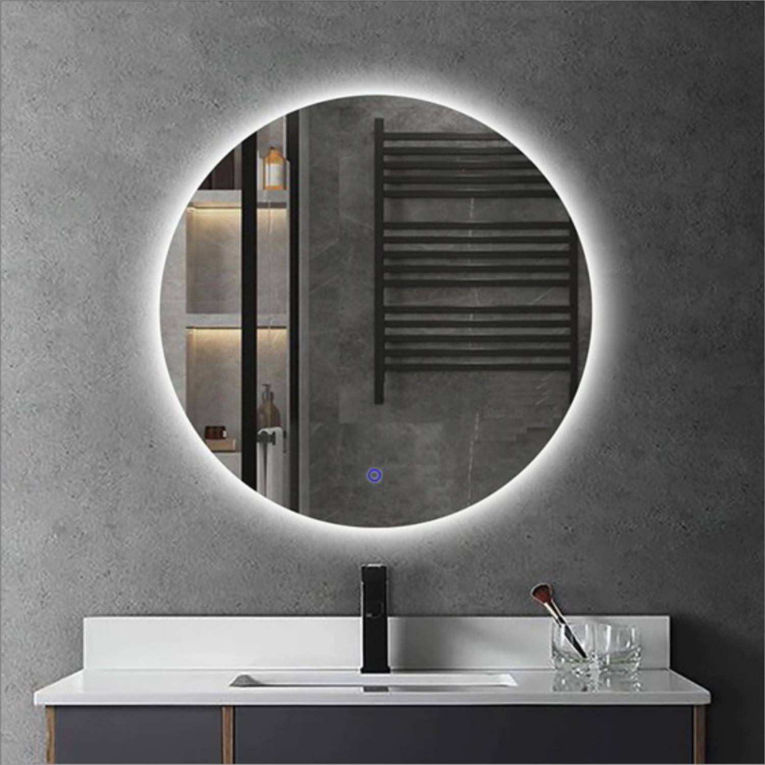Espejo circular con luz led y sistema antiempañante (Diámetro 60 cm)