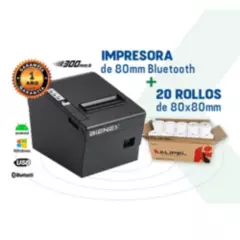 BIENEX - Impresora ticketera termica BLUETOOTH USB + 20 Papel Termico 80mm