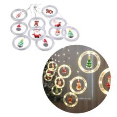 BUYPAL - Cortina Luces Navidad Aros Figuras LED Guirnalda - Calido