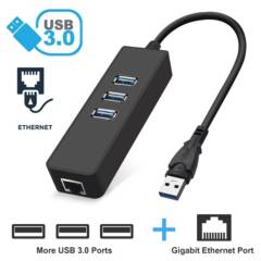Adaptador USB 3.0 con LAN Ethernet Gigabit + Hub 3 Puertos USB 3.0