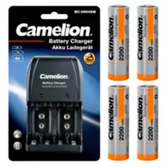 CAMELION - kit Cargador Camelion + 4 Pilas Aa De 2200mah