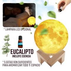 GENERICO - Humidificador Purificador con Lámpara Led Luna esencia Eucalipto