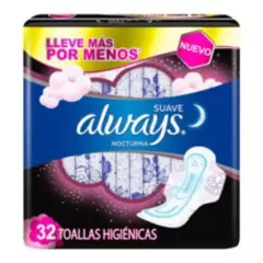 ALWAYS - Always Toallas Higiénicas Nocturna Suave con Alas 32 unid