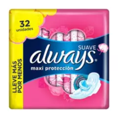 ALWAYS - Always Suave Maxi Protección con Alas 32 unidades
