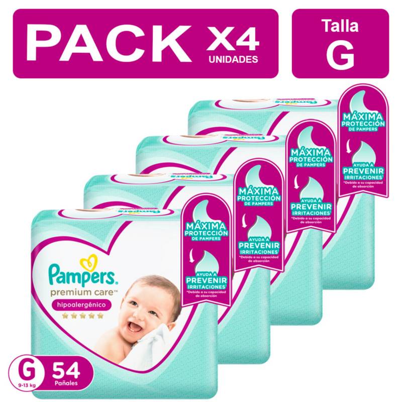 PAMPERS - Pampers Premium Care Talla G 54 unidades PackX4