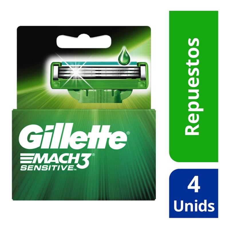 GILLETTE - Gillette Mach3 Sensitve Cartuchos para Afeitar 4 unidades