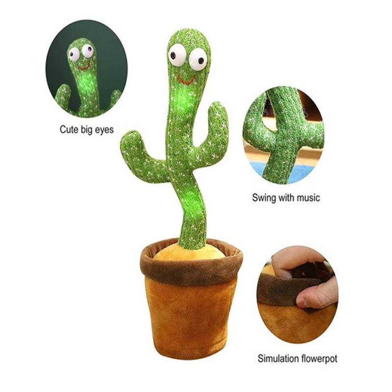 32cm Cactus bailando Cactus parlante Bebé Repitiendo lo que dices Cactus  brillante Juguete cantor imitando grabación Juguete interactivo