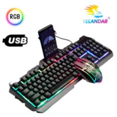 SEISA - Kit Teclado Y Mouse Gamer Iluminación Luces RGB Gaming