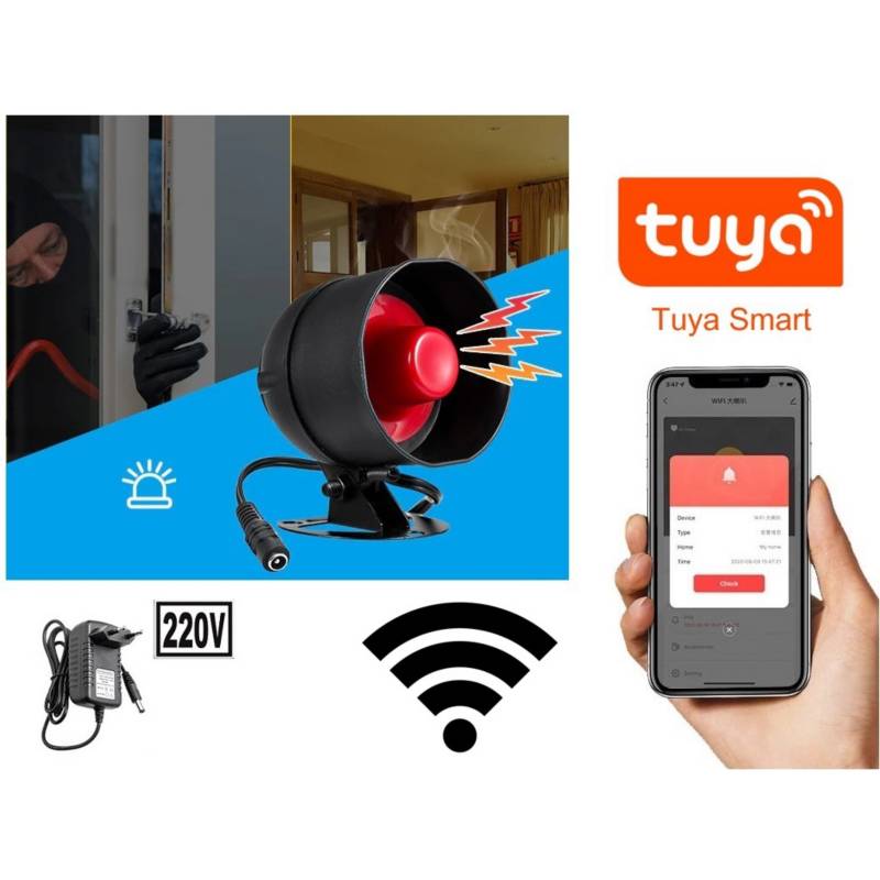 Sirena Alarma Wifi 110db Seguridad App Tuya Smart Antirrobo