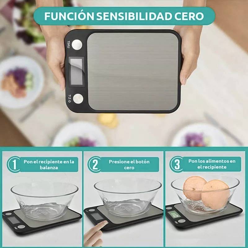 Balanza Digital Peso De Cocina Portatil 10kg Incluye Bateria - U$S