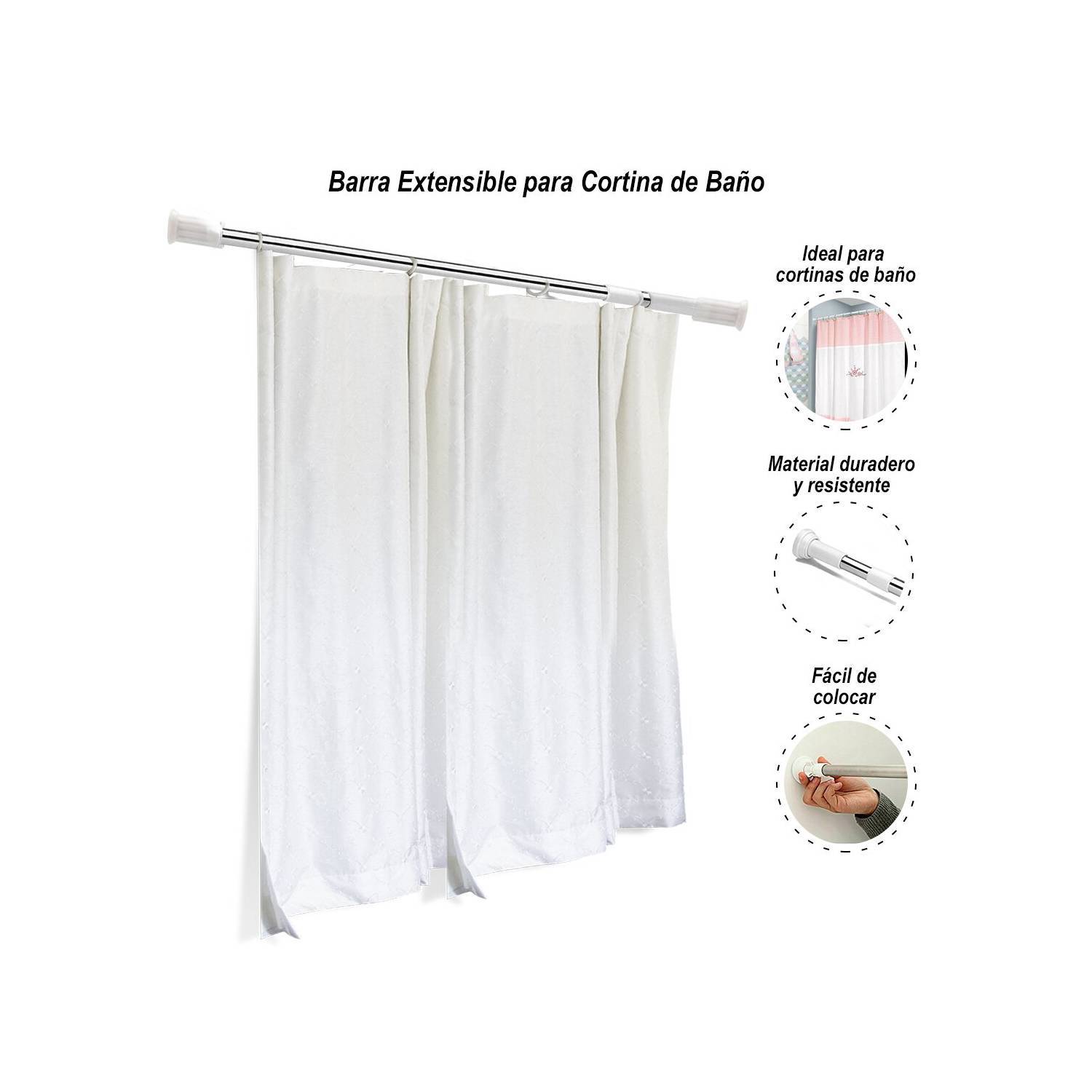 Barra p/cortina de baño extensible 110x200 cm