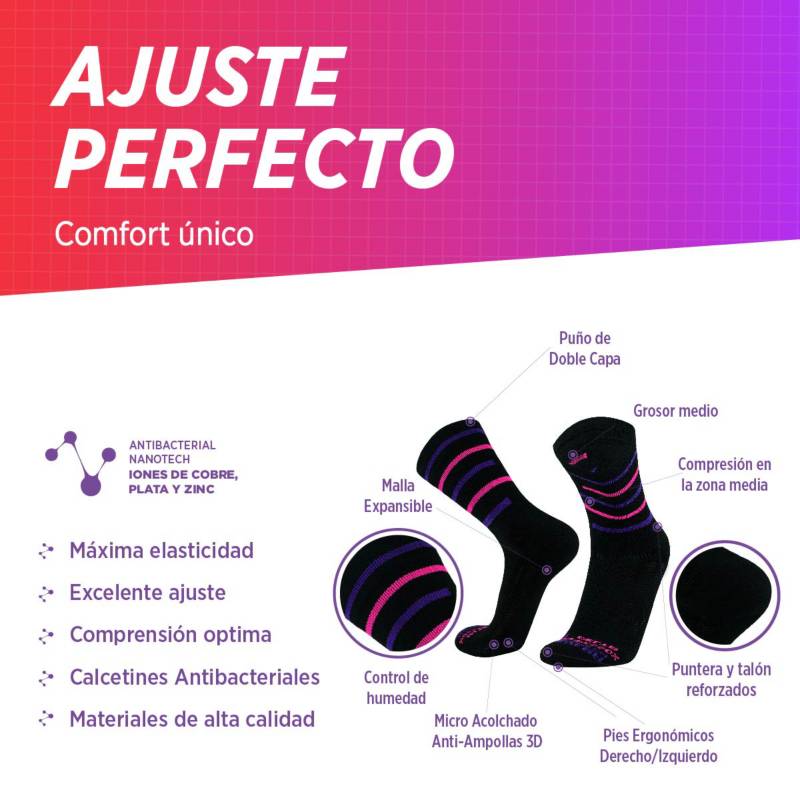 MEDIAS DE COMPRESION DEPORTIVA PARA HOMBRE Y MUJER, 2 PARES